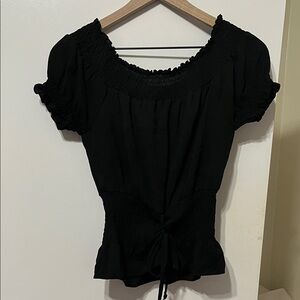 Papermoon Elegant Black Smocked Top